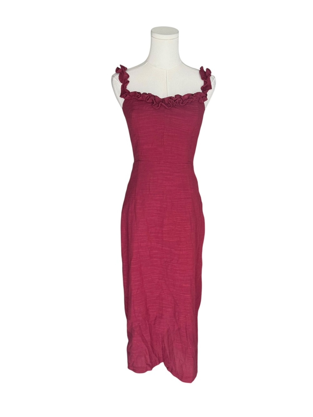 Petal & Pup - NWT Florez Midi Dress Wine Ruffle Straps Smocked Back Sz 6